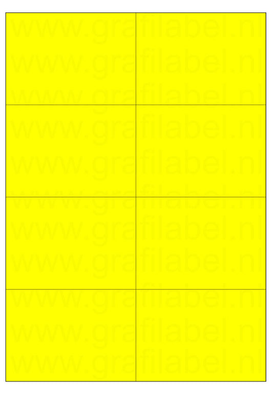 Fluor geel A4 etiket / Laservel 105x74,25mm - 8 per vel permanent (doos à 200 vel)