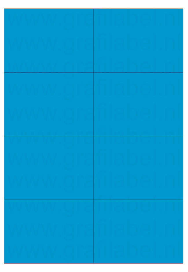 Blauw A4 etiket / Laservel 105x74,25mm - 8 per vel permanent (doos à 200 vel)