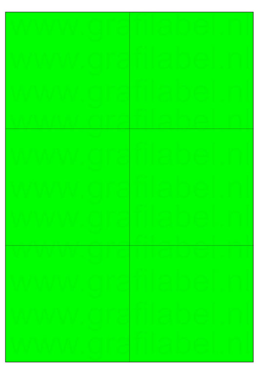 Fluor groen A4 etiket / Laservel 105x99mm - 6 per vel permanent (doos à 200 vel)