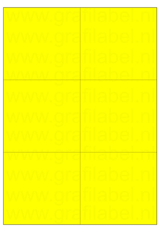 Fluor geel A4 etiket / Laservel 105x99mm - 6 per vel permanent (doos à 200 vel)