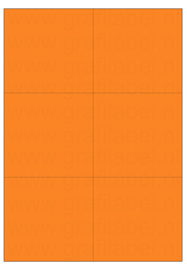 Oranje A4 etiket / Laservel 105x99mm - 6 per vel permanent (doos à 200 vel)