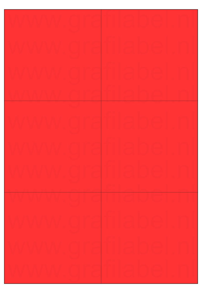 Rood A4 etiket / Laservel 105x99mm - 6 per vel permanent (doos à 200 vel)