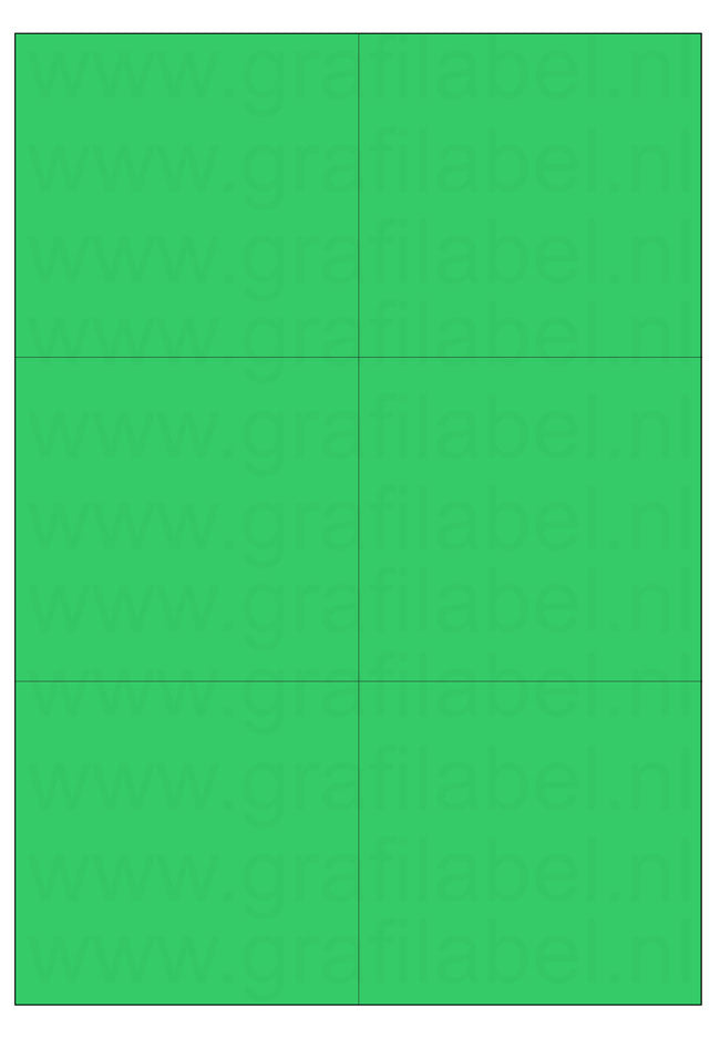 Groen A4 etiket / Laservel 105x99mm - 6 per vel permanent (doos à 200 vel)