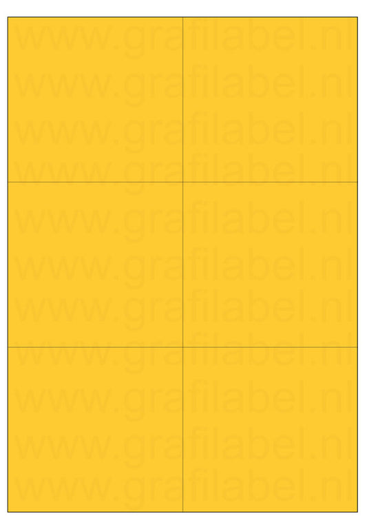 Geel A4 etiket / Laservel 105x99mm - 6 per vel permanent (doos à 200 vel)