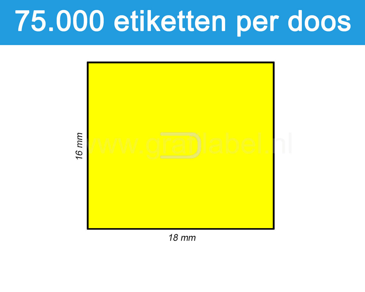 Prijsetiket fluor geel 16x18mm - permanente belijming - doos à 50 rol à 1.500 etiketten