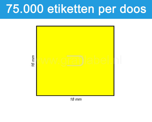 Prijsetiket fluor geel 16x18mm - permanente belijming - doos à 50 rol à 1.500 etiketten