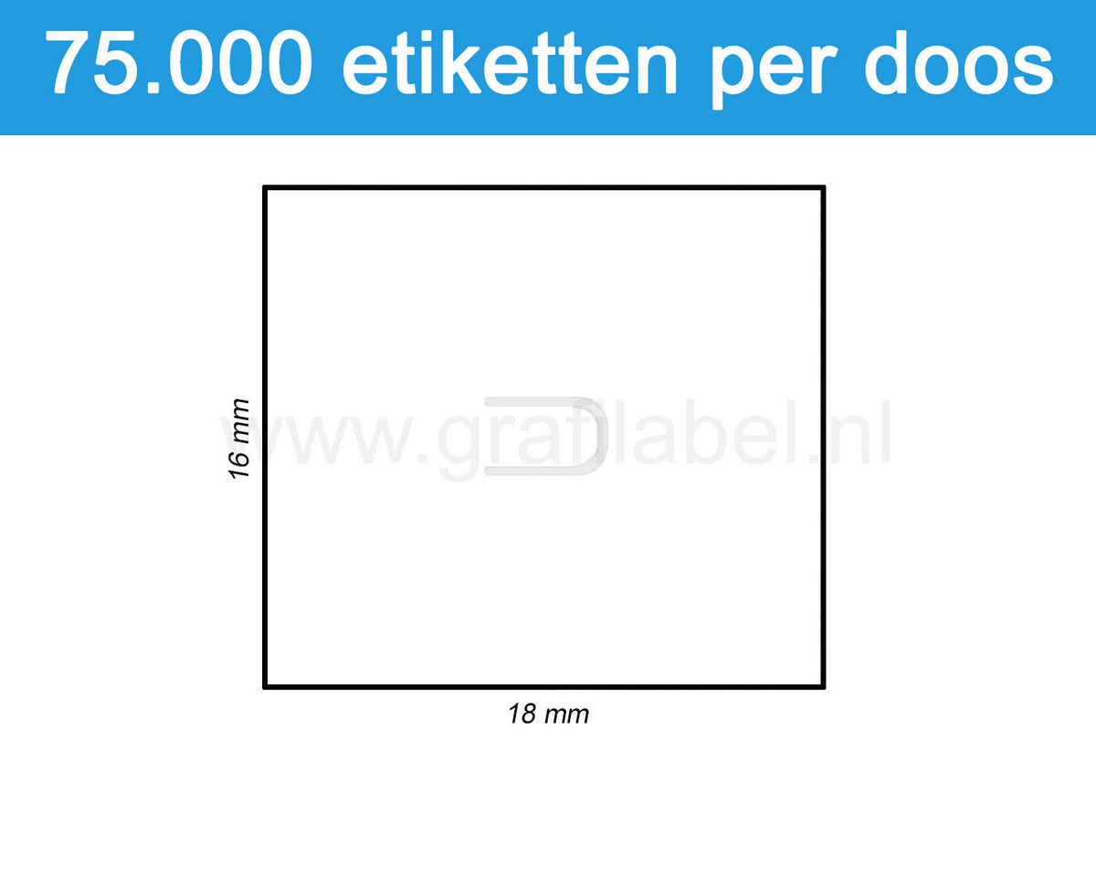 Prijsetiket wit 16x18mm - permanente belijming - doos à 50 rol à 1.500 etiketten