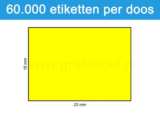 Prijsetiket fluor geel 16x23mm - permanente belijming - doos à 50 rol à 1.200 etiketten