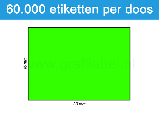 Prijsetiket fluor groen 16x23mm - permanente belijming - doos à 50 rol à 1.200 etiketten