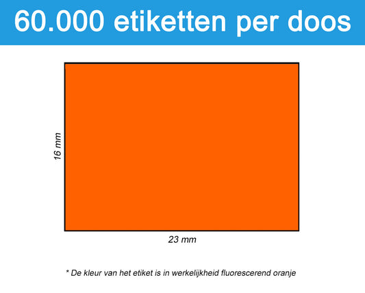 Prijsetiket fluor oranje 16x23mm - permanente belijming - doos à 50 rol à 1.200 etiketten