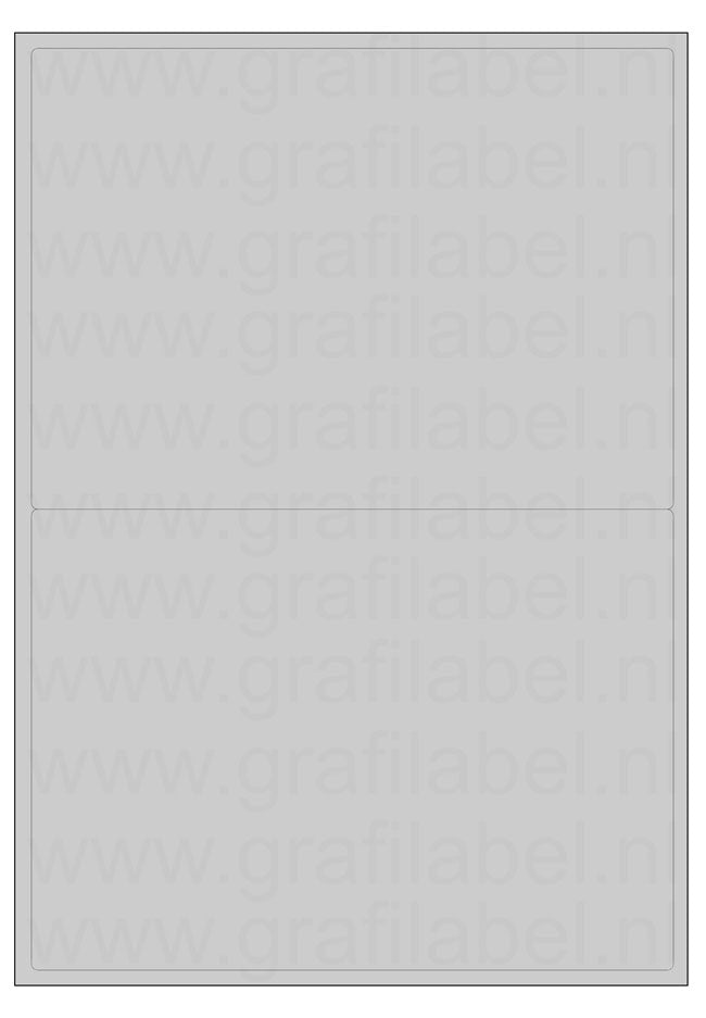 Polyester A4 etiket / Laservel Aluminium zilver mat - 200x143,5mm - 2 per vel - permanent (doos à 200 vel)