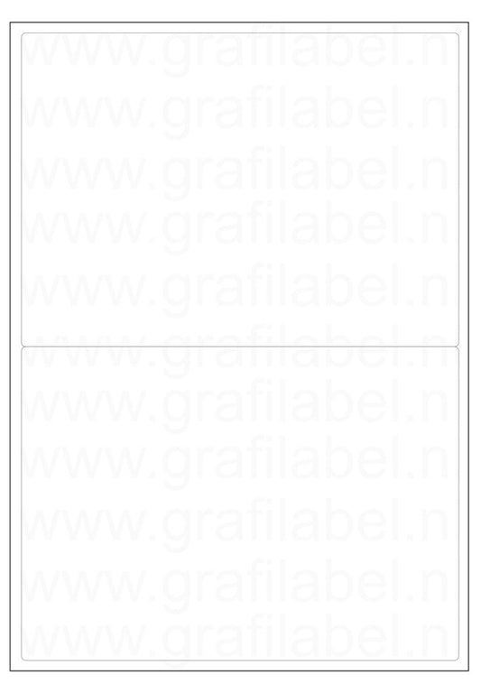 Polyester A4 etiket / Laservel Wit mat - 200x143,5mm - 2 per vel - extra permanent (doos à 200 vel)
