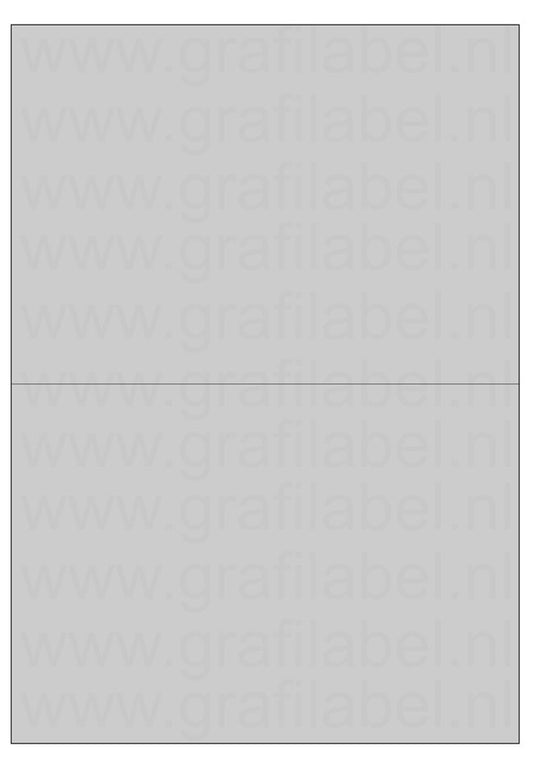 Polyester A4 etiket / Laservel Aluminium zilver mat - 210x148,5mm - 2 per vel - permanent (doos à 200 vel)