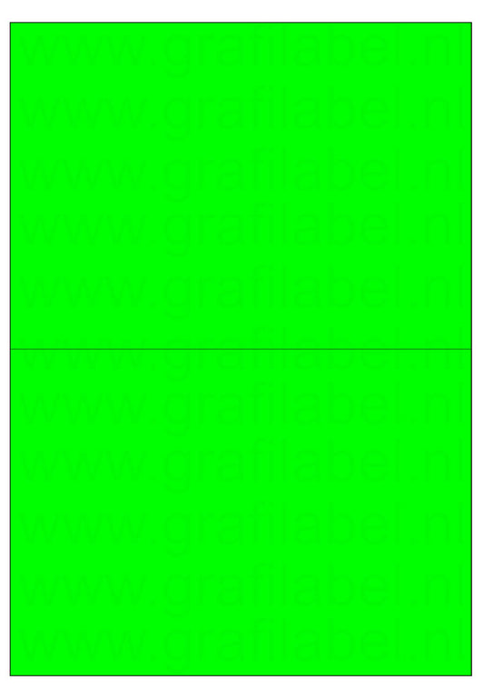 Fluor groen A4 etiket / Laservel 210x148,5mm - 2 per vel permanent (doos à 200 vel)
