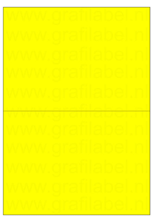 Fluor geel A4 etiket / Laservel 210x148,5mm - 2 per vel permanent (doos à 200 vel)