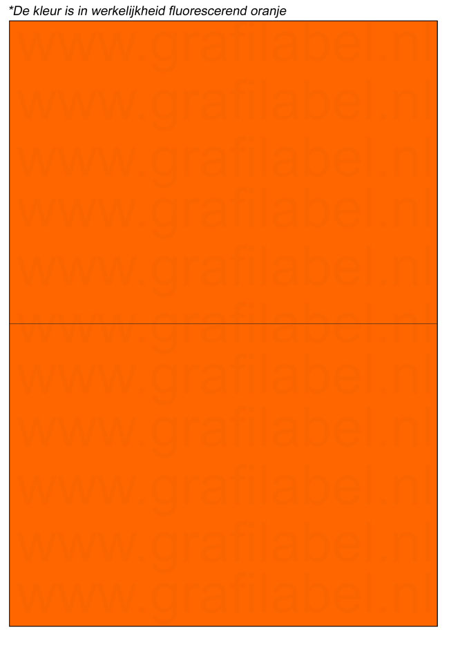 Fluor oranje A4 etiket / Laservel 210x148,5mm - 2 per vel permanent (doos à 200 vel)