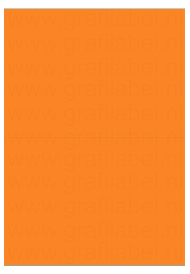 Oranje A4 etiket / Laservel 210x148,5mm - 2 per vel permanent (doos à 200 vel)