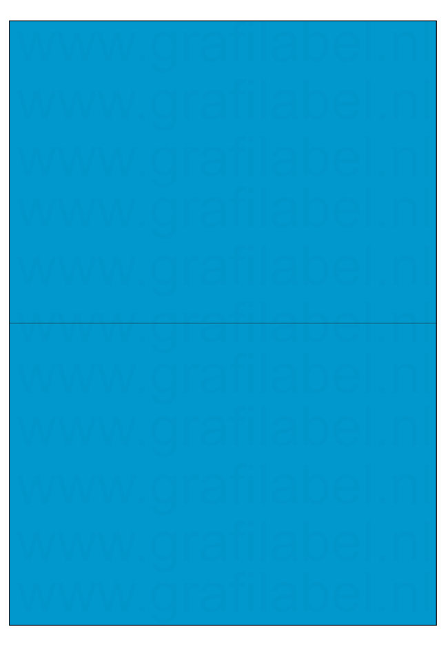Blauw A4 etiket / Laservel 210x148,5mm - 2 per vel permanent (doos à 200 vel)