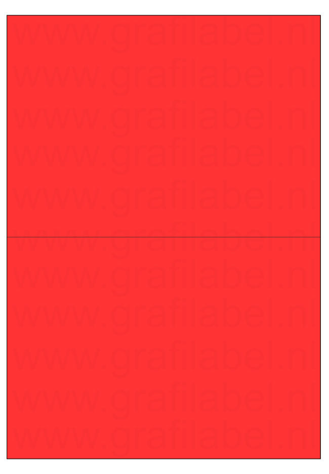 Rood A4 etiket / Laservel 210x148,5mm - 2 per vel permanent (doos à 200 vel)