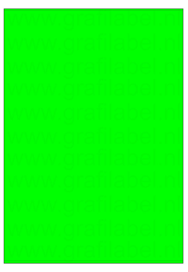 Fluor groen A4 etiket / Laservel 210x292mm - 1 per vel permanent (doos à 200 vel)