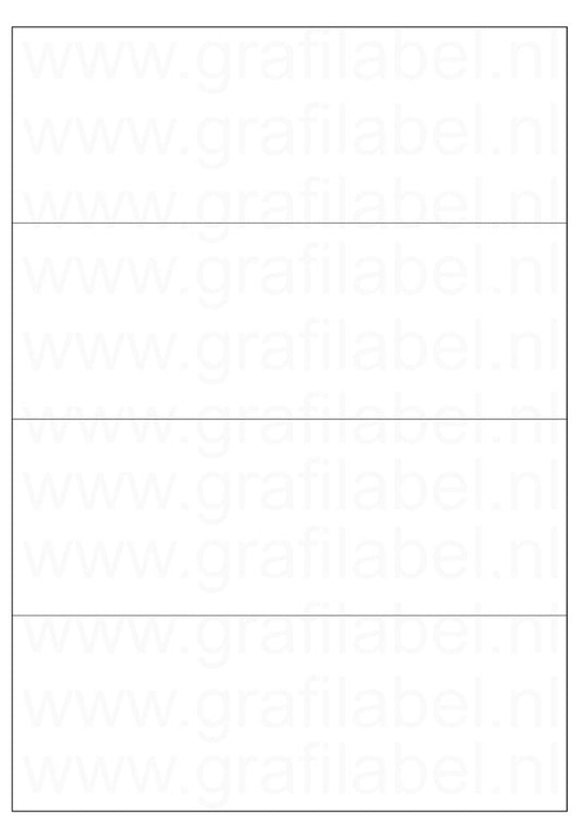Polyester A4 etiket / Laservel Wit mat - 210x74,25mm - 4 per vel - extra permanent (doos à 200 vel)