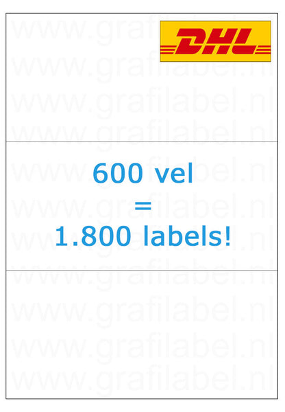 Verzendetiket / Pakketlabel DHL 210x99mm - 3 labels per vel - doos à 600 vel