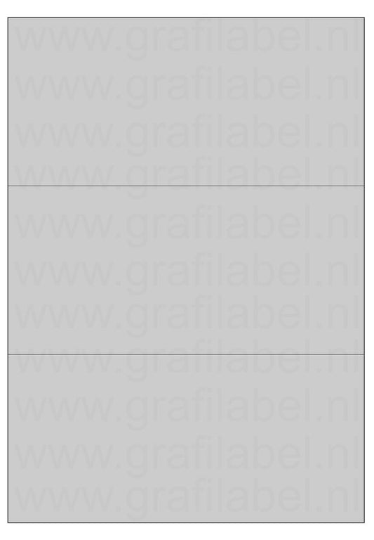 Polyester A4 etiket / Laservel Aluminium zilver mat - 210x99mm - 3 per vel - permanent (doos à 200 vel)