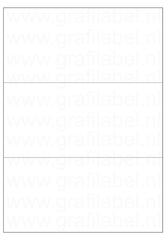 Polyester A4 etiket / Laservel Wit mat - 210x99mm - 3 per vel - extra permanent (doos à 200 vel)