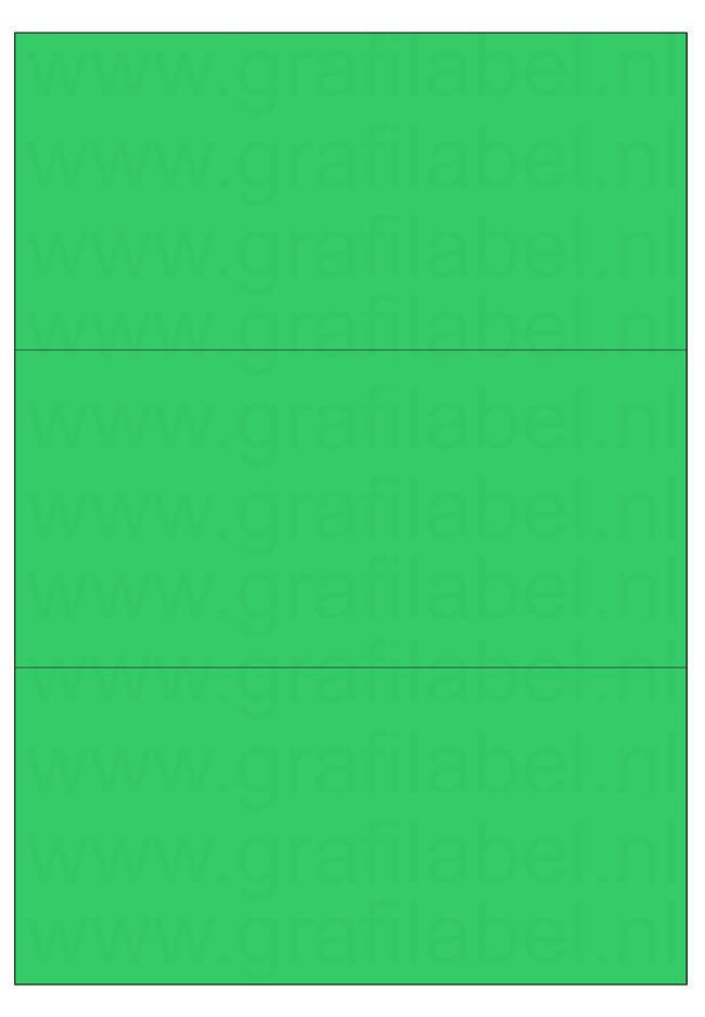 Groen A4 etiket / Laservel 210x99mm - 3 per vel permanent (doos à 200 vel)