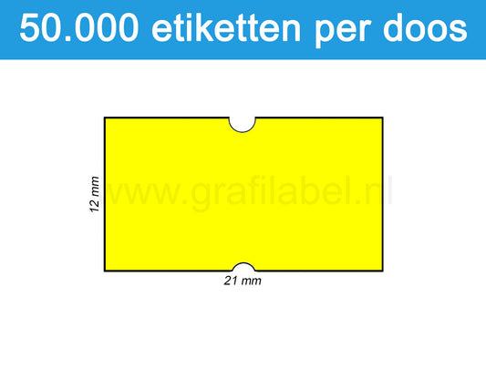 Prijsetiket fluor geel 21x12mm - permanente belijming - doos à 50 rol à 1.000 etiketten