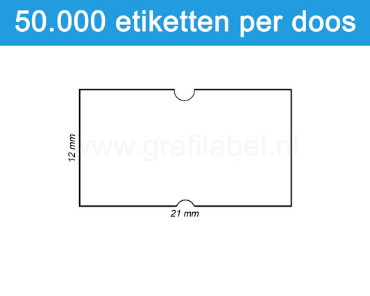 Prijsetiket wit 21x12mm - permanente belijming - doos à 50 rol à 1.000 etiketten