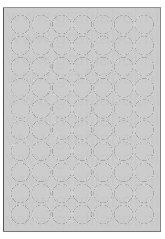 Polyester A4 etiket / Laservel Aluminium zilver mat - Ø25mm-rond - 70 per vel - permanent (doos à 200 vel)