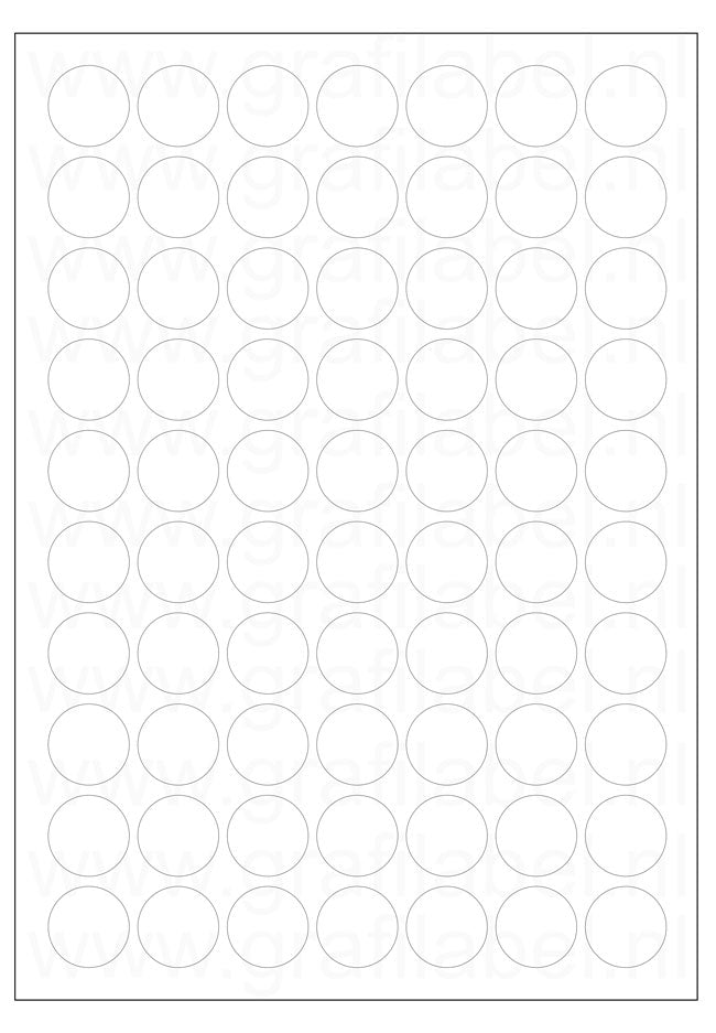 Polyester A4 etiket / Laservel Wit mat - Ø25mm-rond - 70 per vel - extra permanent (doos à 200 vel)