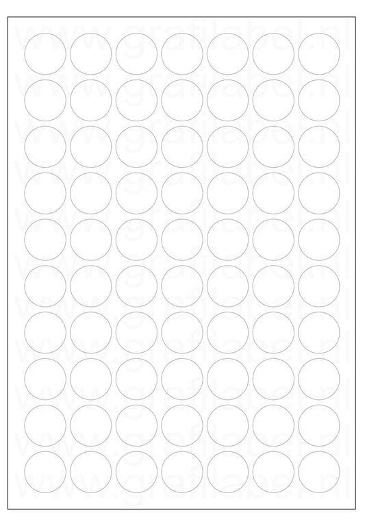 Polyester A4 etiket / Laservel Wit mat - Ø25mm-rond - 70 per vel - extra permanent (doos à 200 vel)