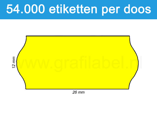Prijsetiket fluor geel 26x12mm - permanente belijming - doos à 36 rol à 1.500 etiketten