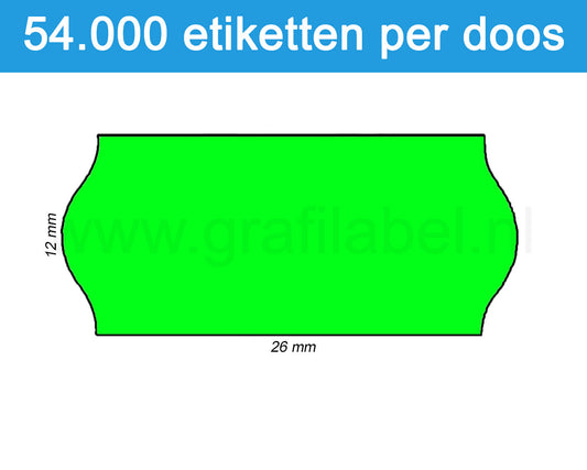 Prijsetiket fluor groen 26x12mm - permanente belijming - doos à 36 rol à 1.500 etiketten