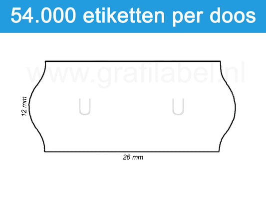 Prijsetiket wit 26x12mm met u-stanzing voor Sato Samark - permanente belijming - doos à 36 rol à 1.500 etiketten