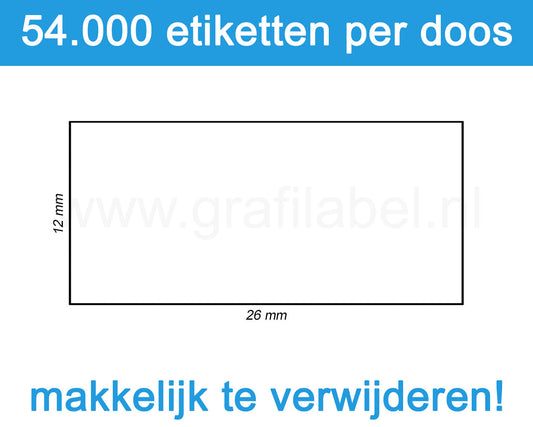 Prijsetiket wit 26x12mm - afneembare belijming - doos à 36 rol à 1.500 etiketten