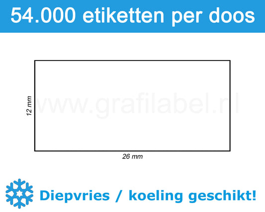 Prijsetiket wit 26x12mm - diepvries belijming - doos à 36 rol à 1.500 etiketten
