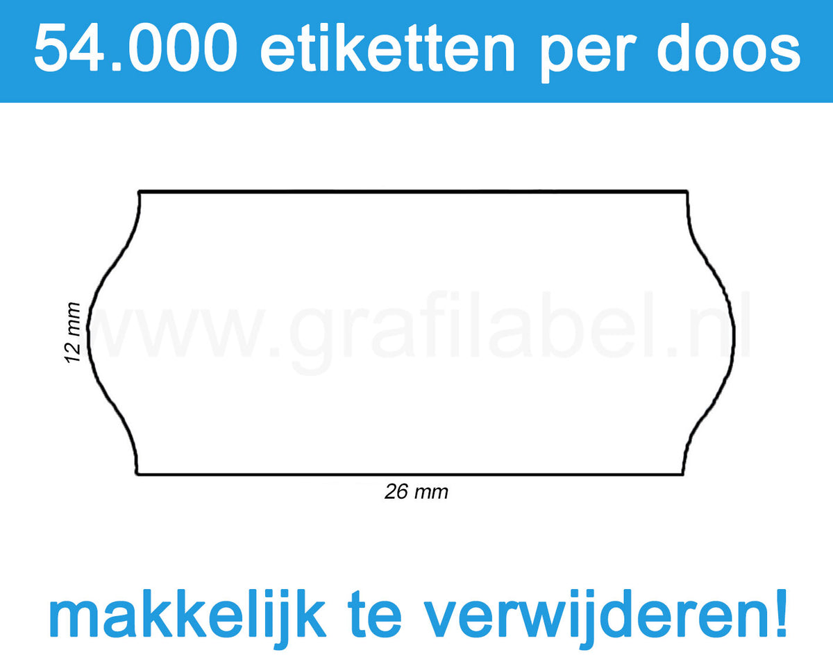Prijsetiket wit 26x12mm - afneembare belijming - doos à 36 rol à 1.500 etiketten