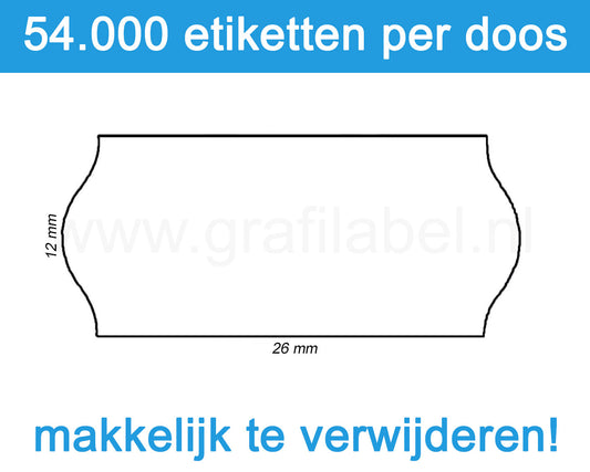Prijsetiket wit 26x12mm - afneembare belijming - doos à 36 rol à 1.500 etiketten