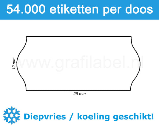 Prijsetiket wit 26x12mm - diepvries belijming - doos à 36 rol à 1.500 etiketten