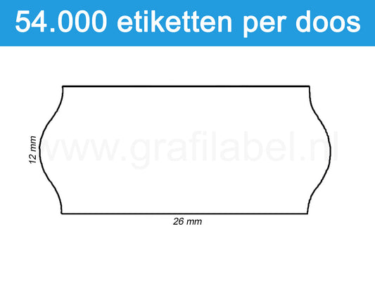 Prijsetiket wit 26x12mm - permanente belijming - doos à 36 rol à 1.500 etiketten