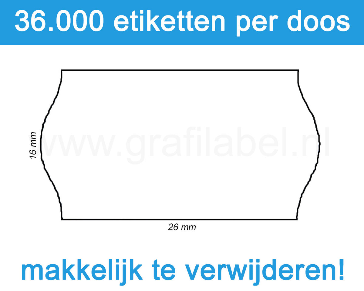 Prijsetiket wit 26x16mm - afneembare belijming - doos à 36 rol à 1.000 etiketten