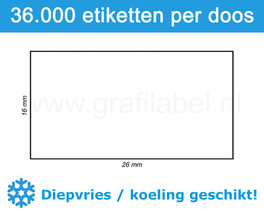 Prijsetiket wit 26x16mm - diepvries belijming - doos à 36 rol à 1.000 etiketten