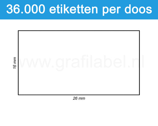 Prijsetiket wit 26x16mm - permanente belijming - doos à 36 rol à 1.000 etiketten