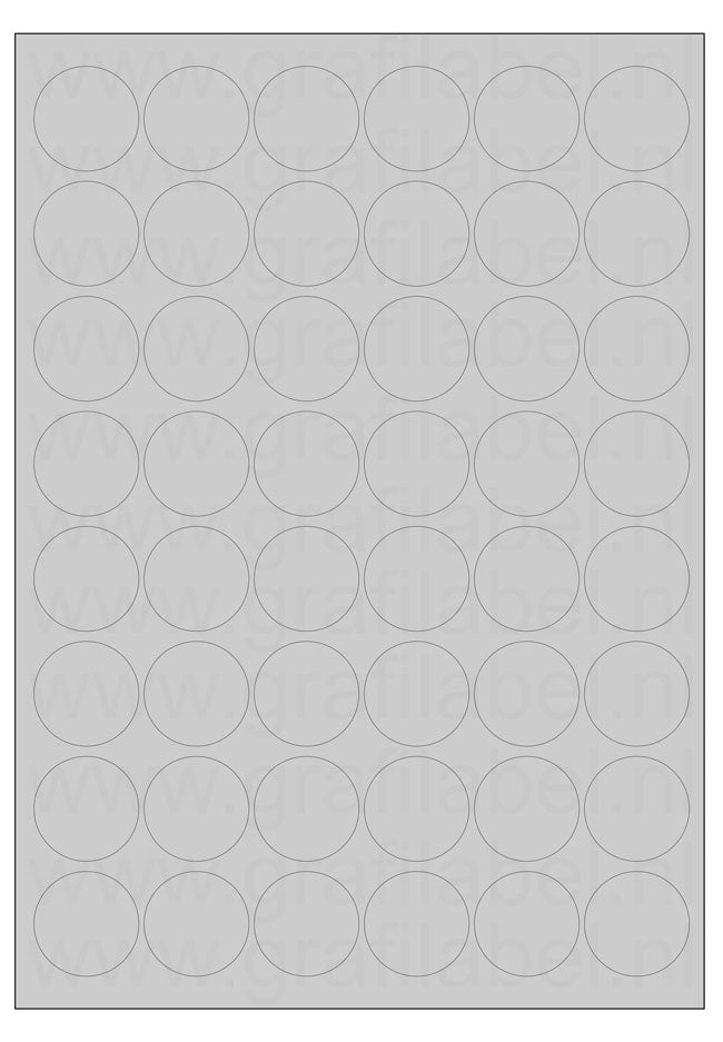 Polyester A4 etiket / Laservel Aluminium zilver mat - Ø32mm-rond - 48 per vel - permanent (doos à 200 vel)