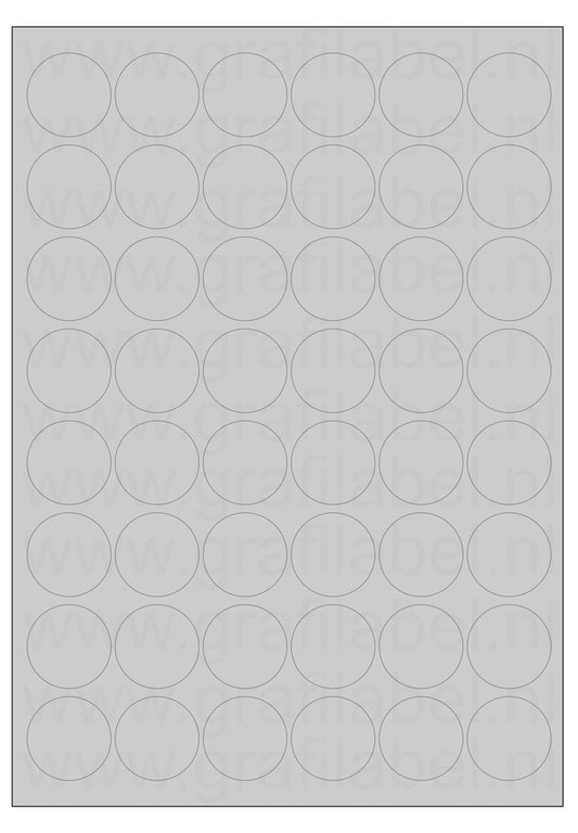 Polyester A4 etiket / Laservel Aluminium zilver mat - Ø32mm-rond - 48 per vel - permanent (doos à 200 vel)