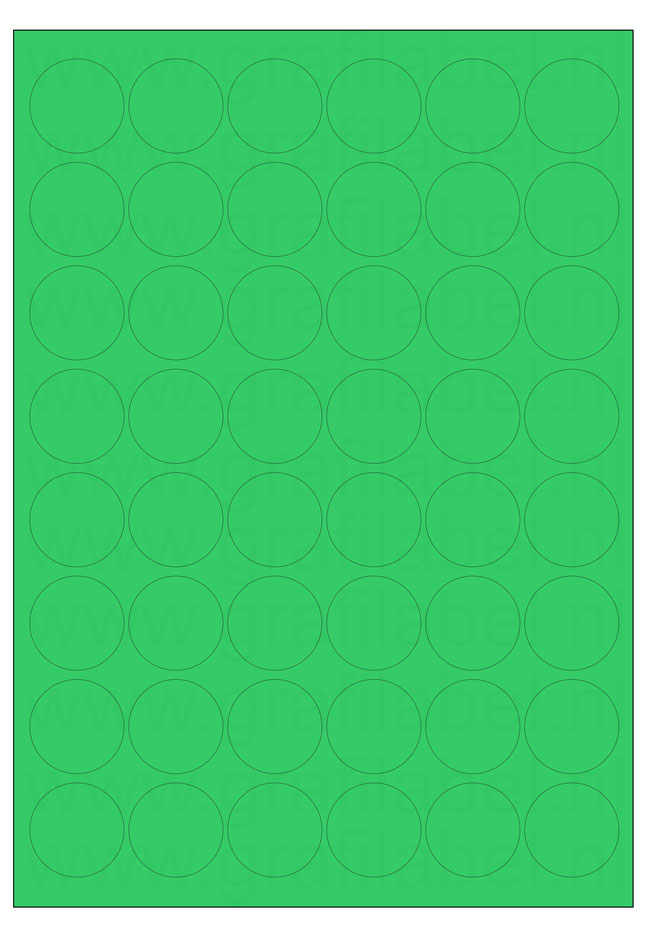 Groen A4 etiket / Laservel -- Ø32mm-rond - 48 per vel permanent (doos à 200 vel)