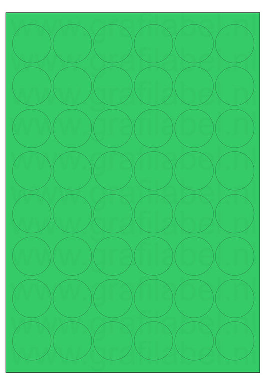 Groen A4 etiket / Laservel -- Ø32mm-rond - 48 per vel permanent (doos à 200 vel)